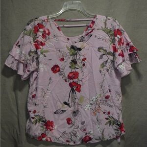Floral Women's Top - Pink and Red